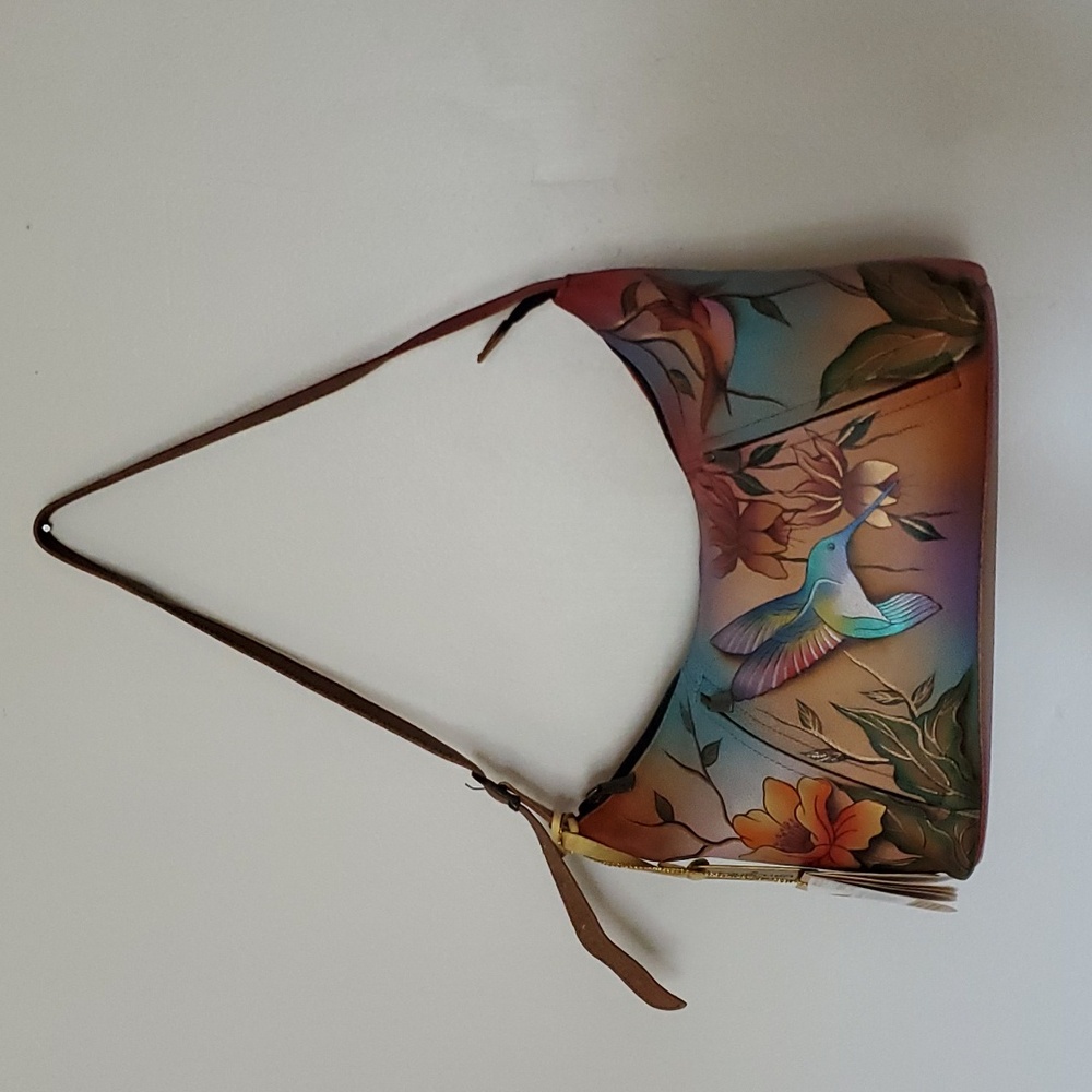 Anuschka retired hand painted bag "flying jewels zipper"